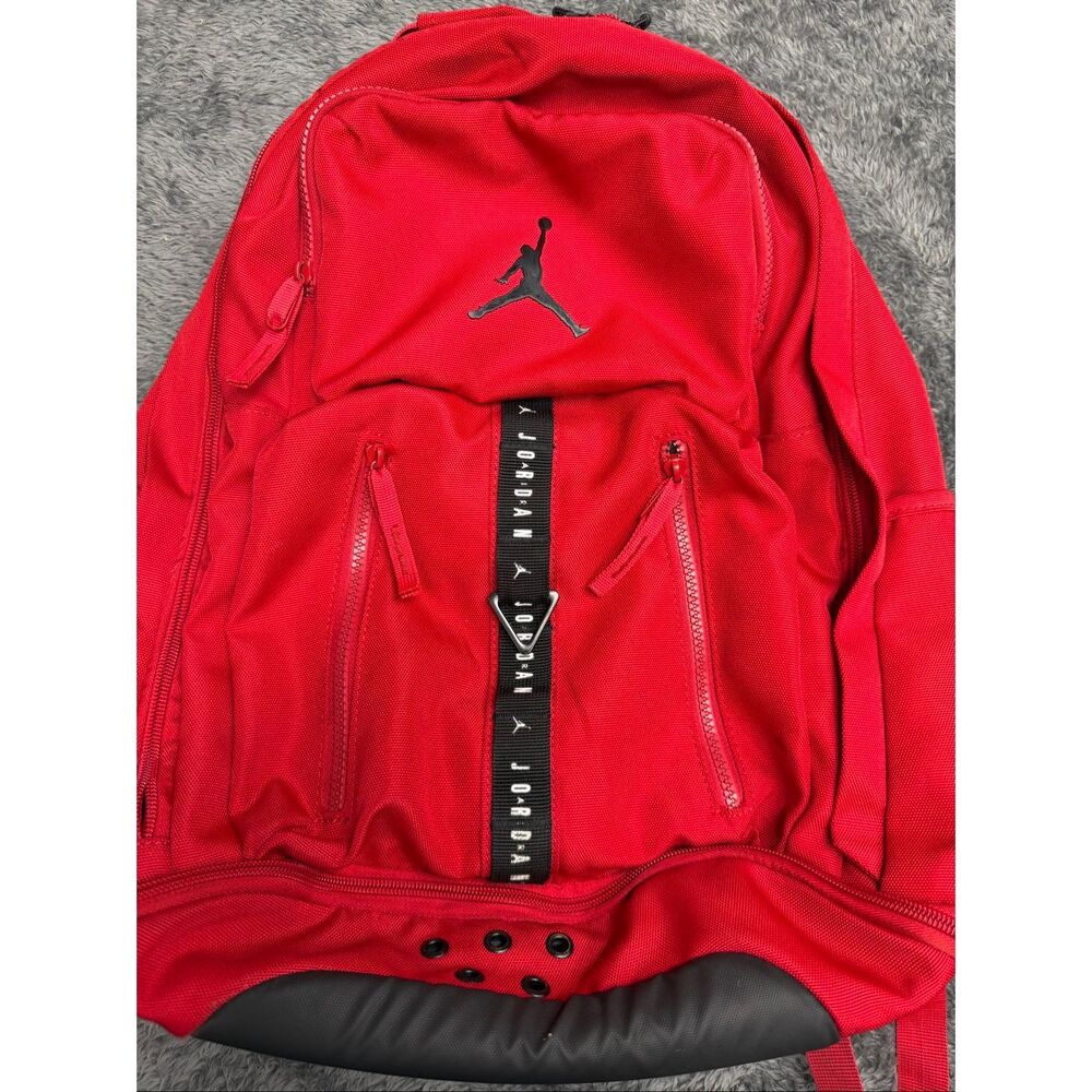 Red Jordan Backpack with multiple compartments in good shape!